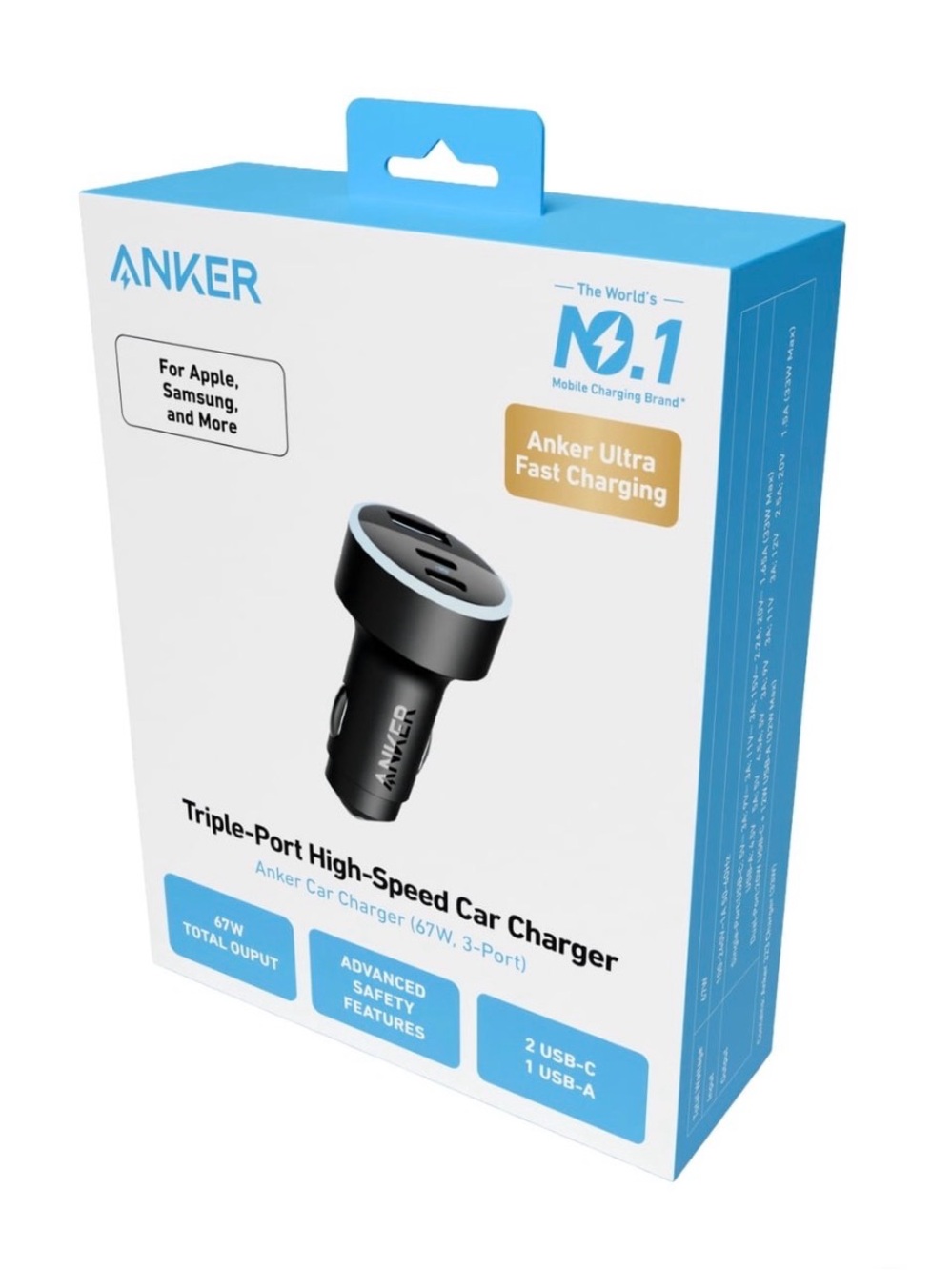 Anker Triple-Port High Speed Fast Car Charger New in the Box!